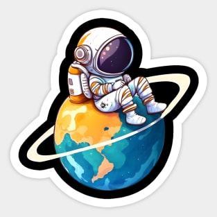 Astronaut Planet Lonely Sticker